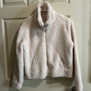 Beyond Yoga faux fur fleece jacket. Women’s size small ivory